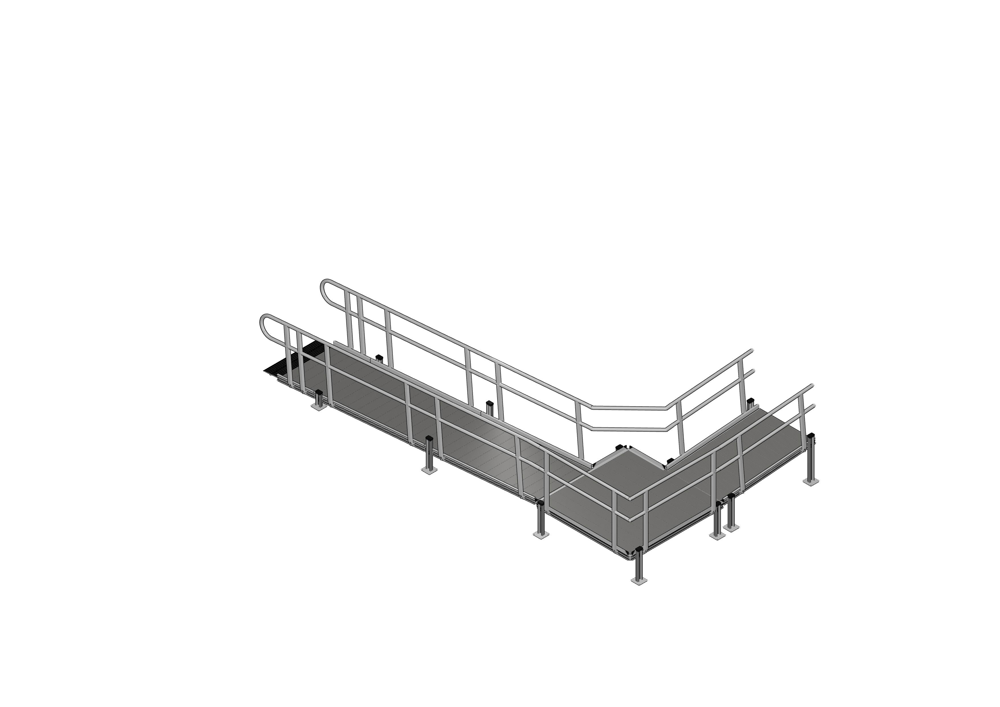 L-Shaped Wheelchair Ramp with 5ft Turn Platform – Ramp Outlet Plus